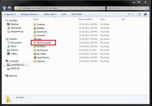 User Folder, My Documents